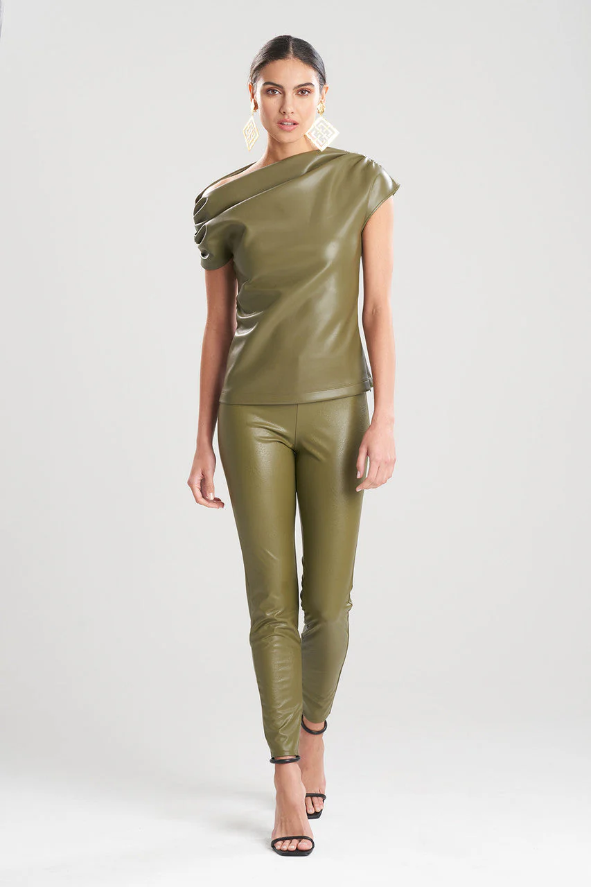 Vegan Luxe Leather Asymmetrical Drape Top - Image 3