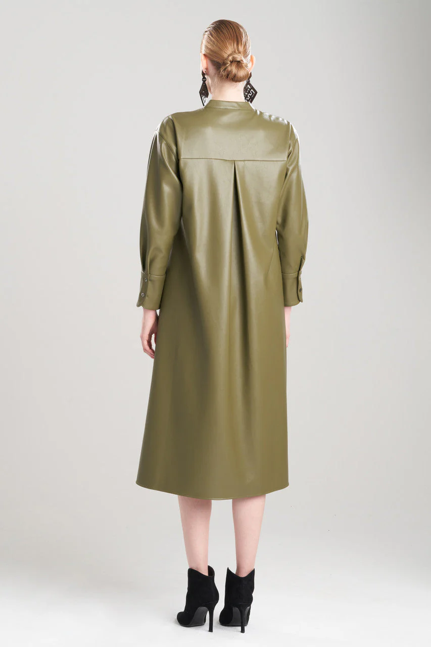 Vegan Luxe Leather Oversized Half Placket Shirtdress - Image 5