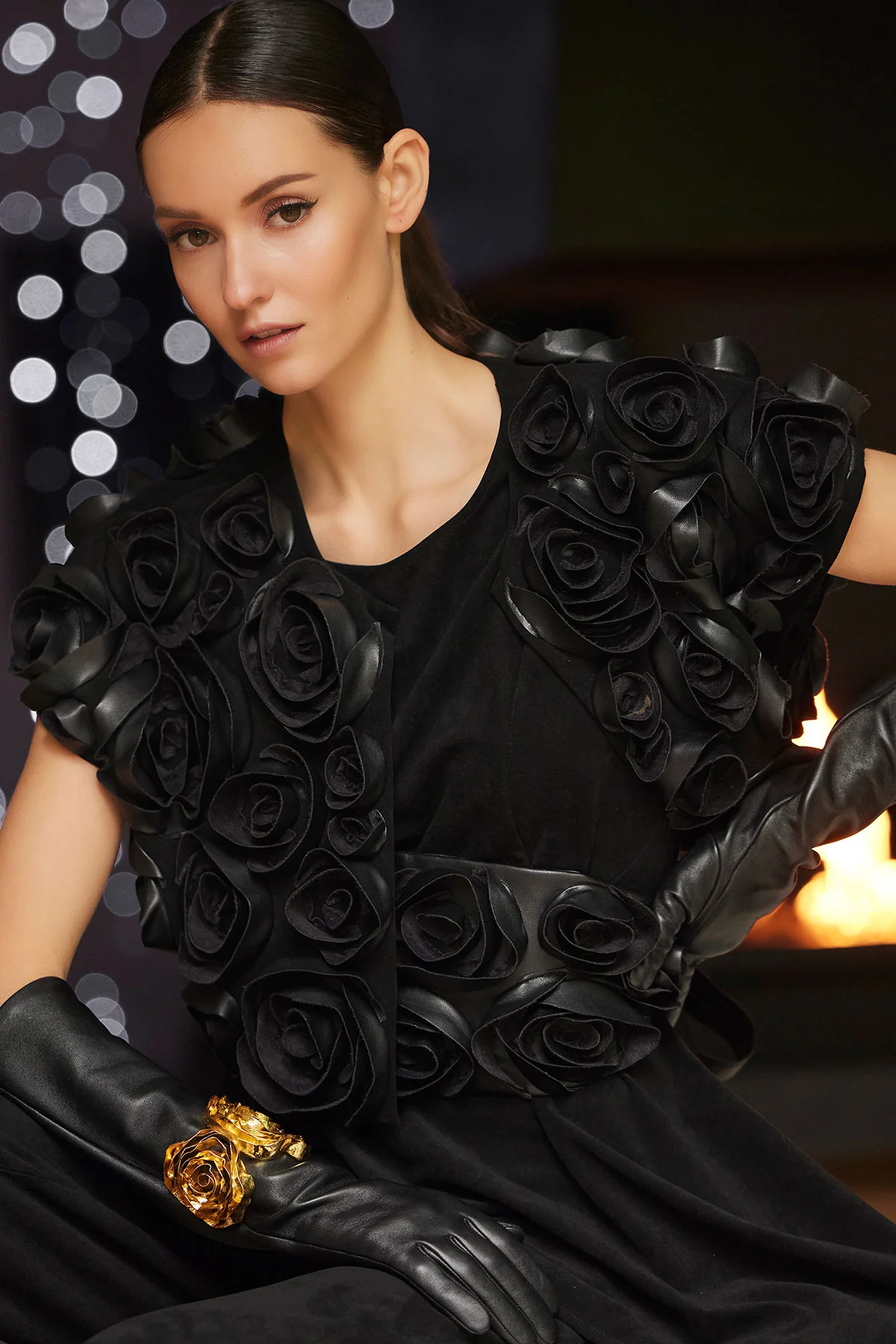 Vegan Luxe Suede 3D Floral Embroidered Vest