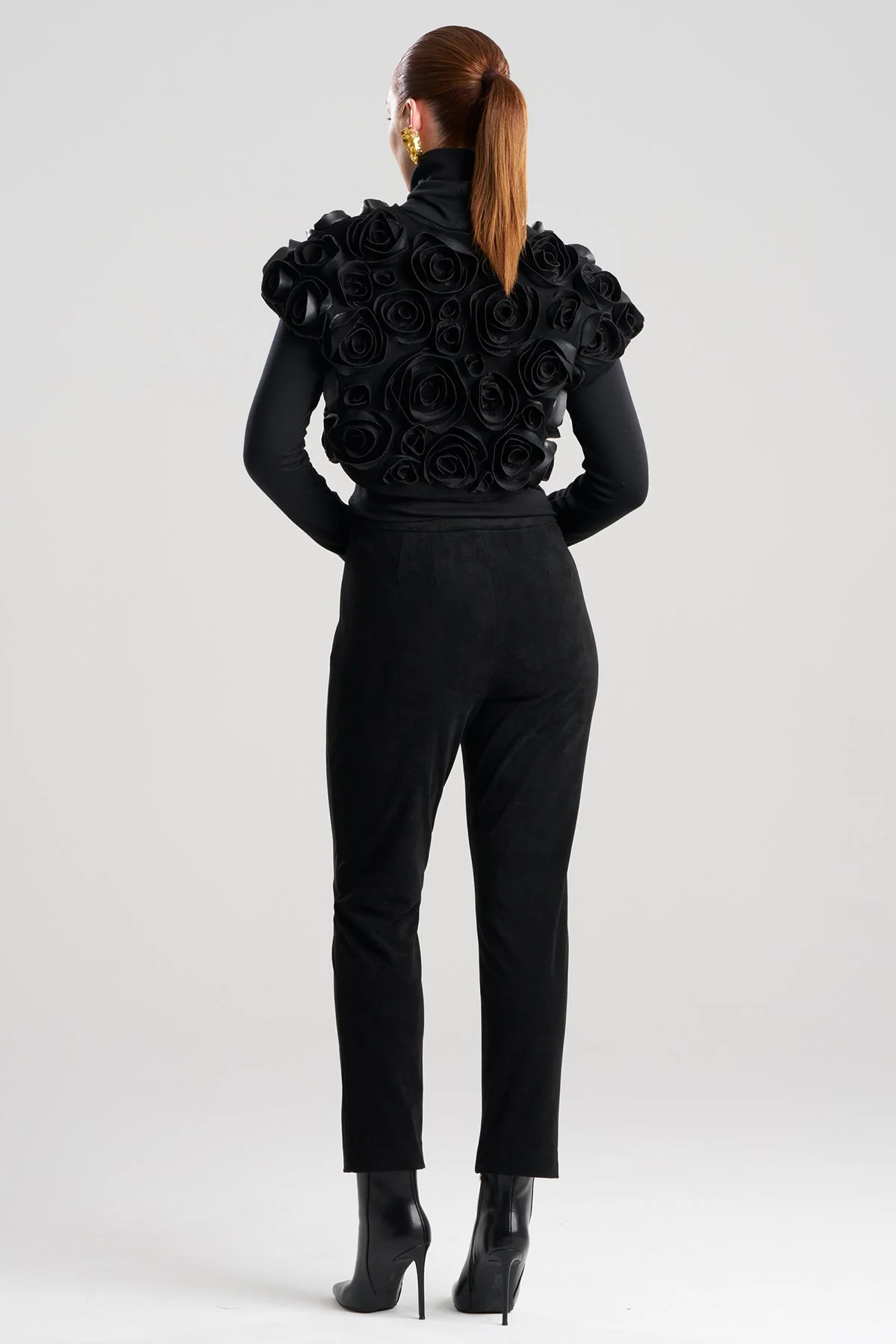Vegan Luxe Suede 3D Floral Embroidered Vest - Image 3