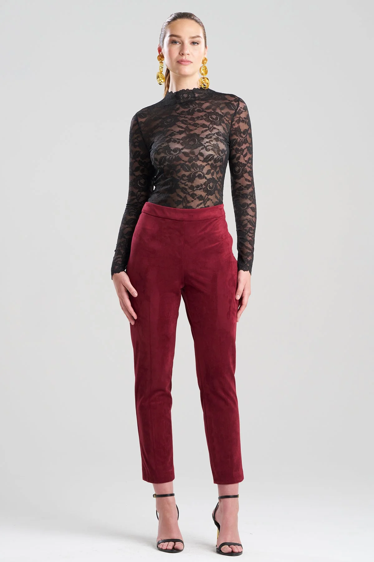 Vegan Luxe Suede Side Zip Ankle Pants