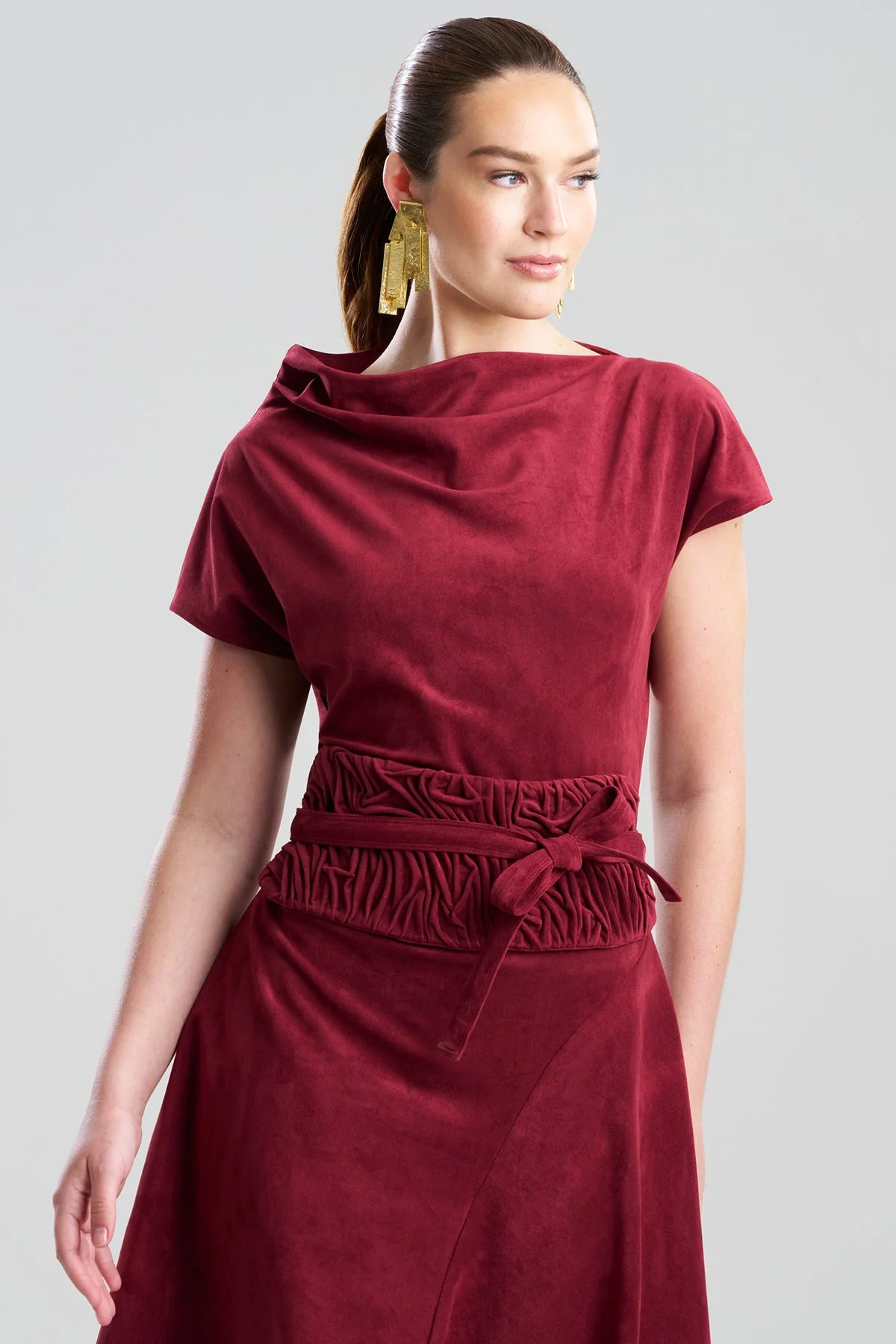 Vegan Luxe Suede Texture Embroidered Obi Belt - Image 3