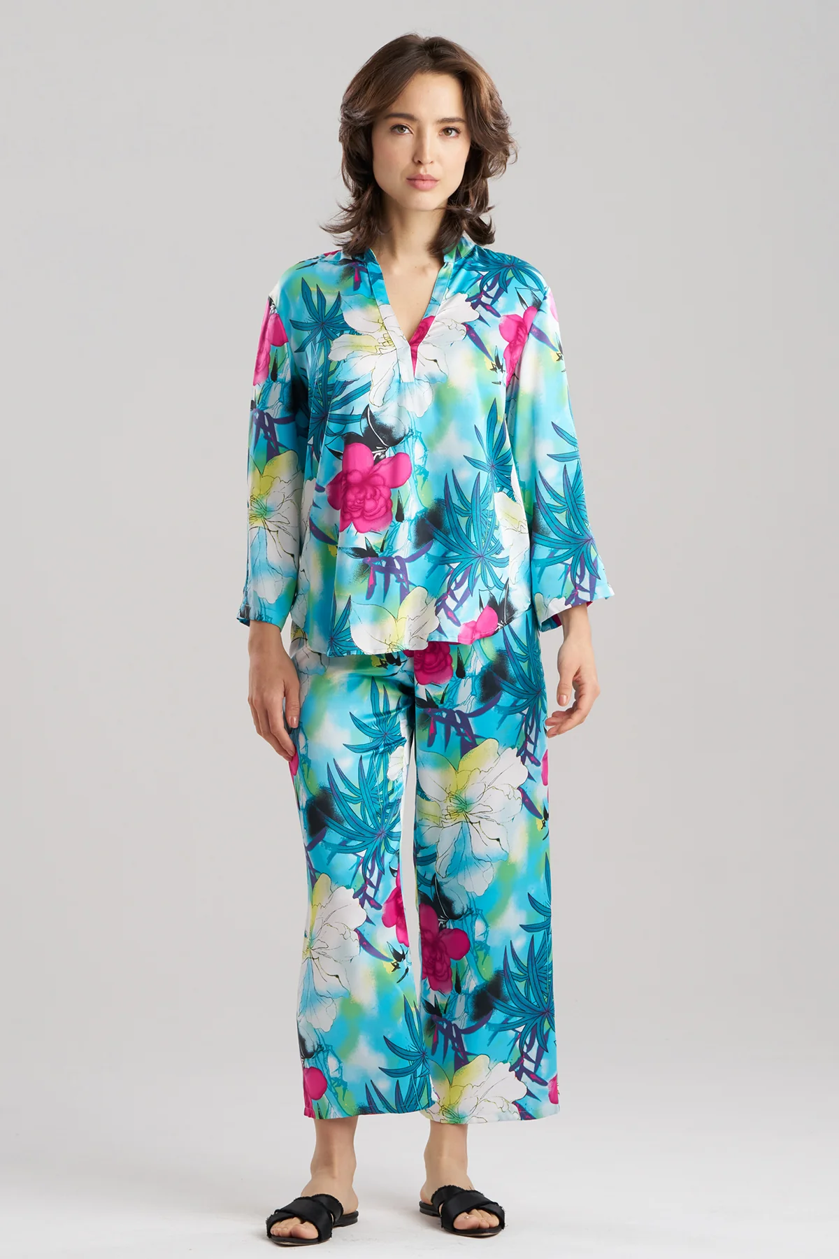 Viva Printed Satin Mandarin PJ Set - Image 3