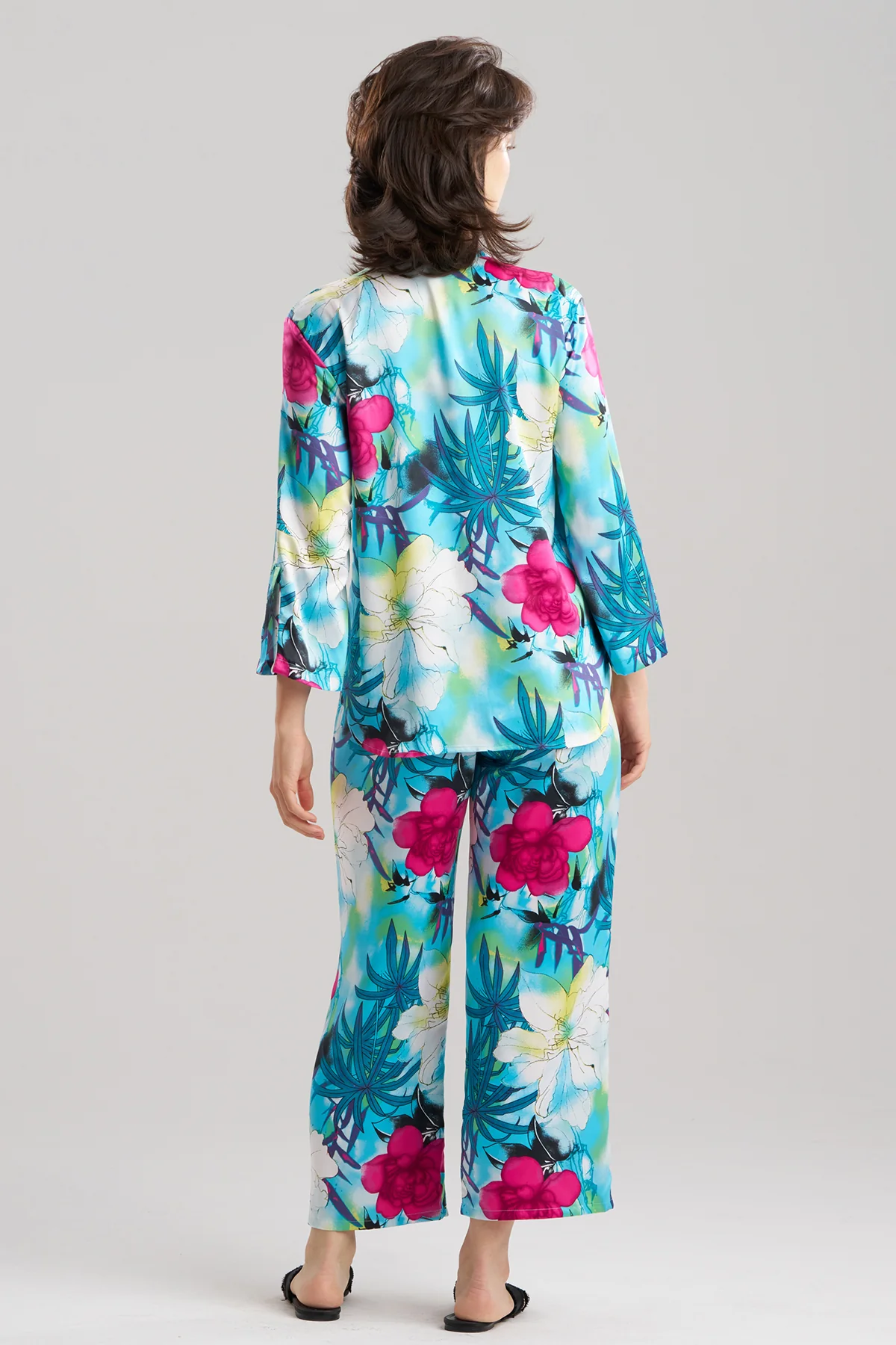 Viva Printed Satin Mandarin PJ Set - Image 4