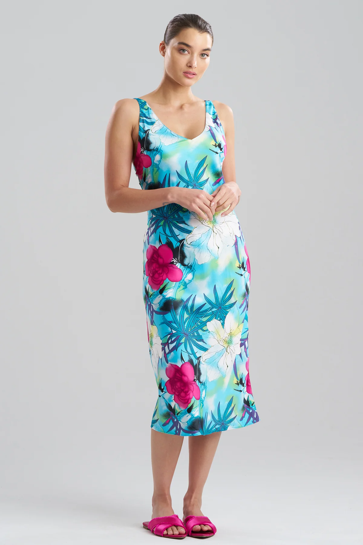 Viva Printed Satin Slip Dress