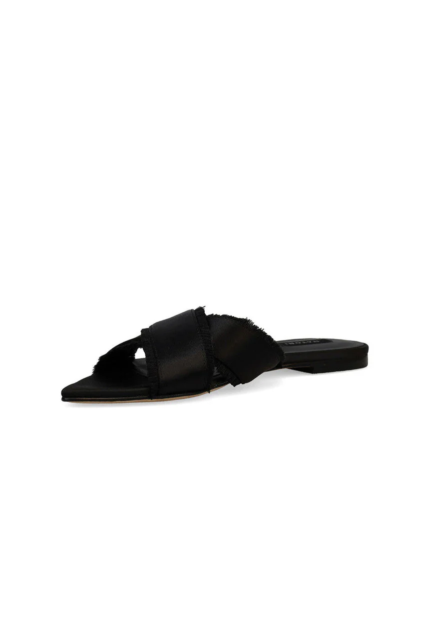 Wayu Satin Fringe Cross Slide Sandals - Image 2