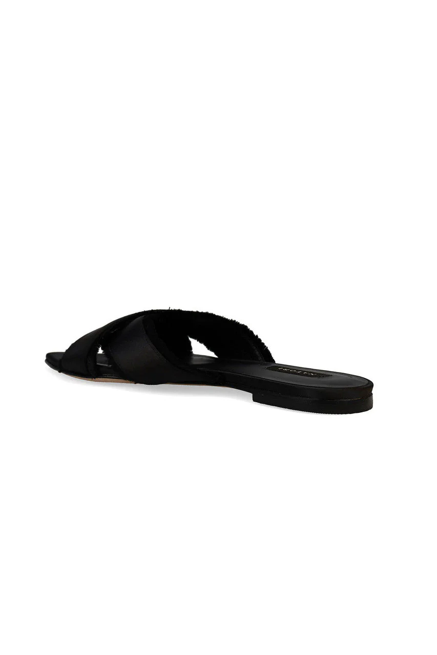 Wayu Satin Fringe Cross Slide Sandals - Image 3