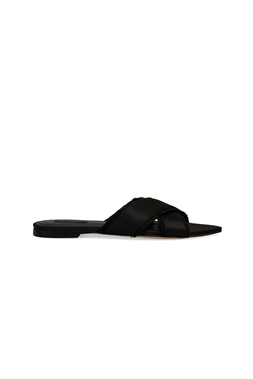 Wayu Satin Fringe Cross Slide Sandals - Image 4