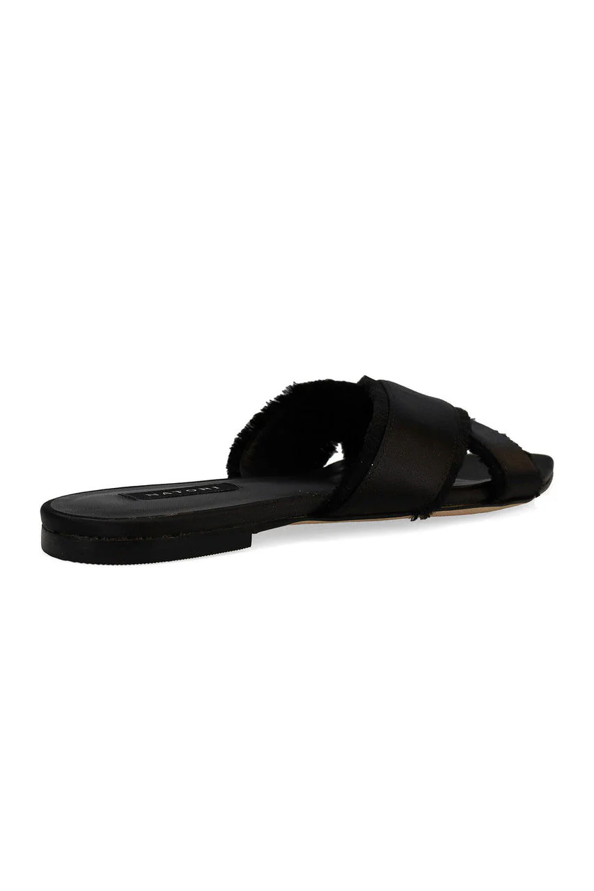 Wayu Satin Fringe Cross Slide Sandals - Image 5