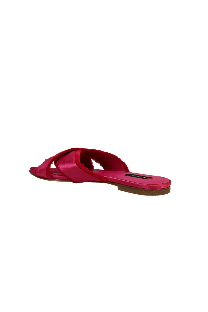 Wayu Satin Fringe Cross Slide Sandals - Image 2