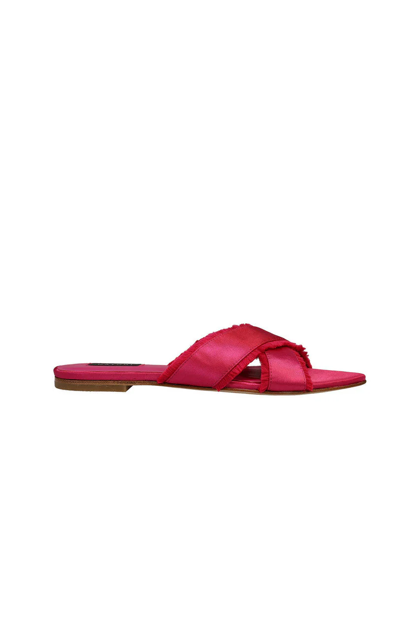 Wayu Satin Fringe Cross Slide Sandals - Image 4