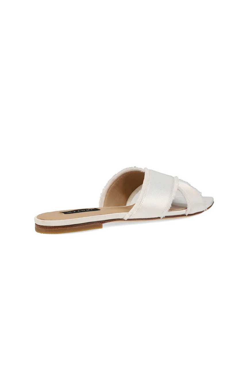 Wayu Satin Fringe Cross Slide Sandals - Image 2