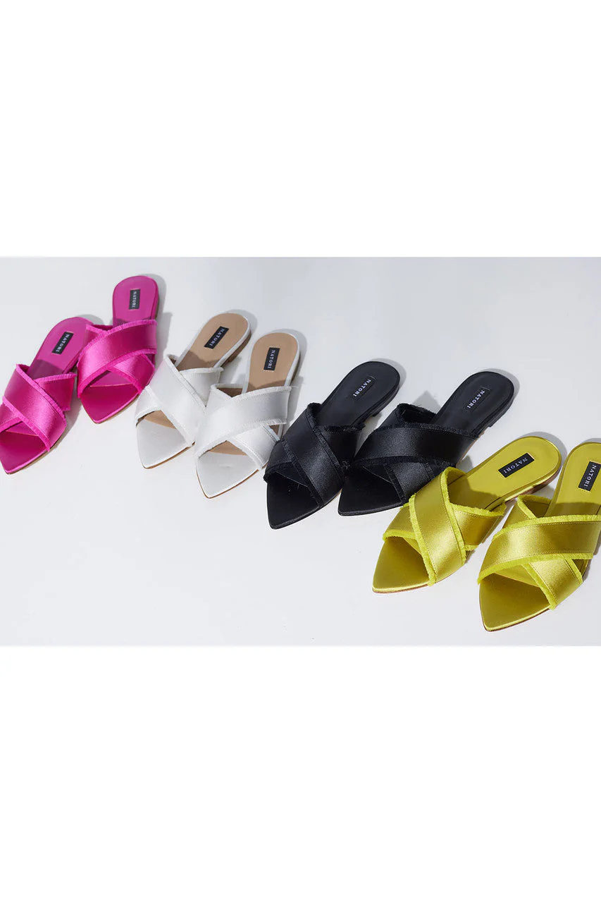 Wayu Satin Fringe Cross Slide Sandals - Image 6