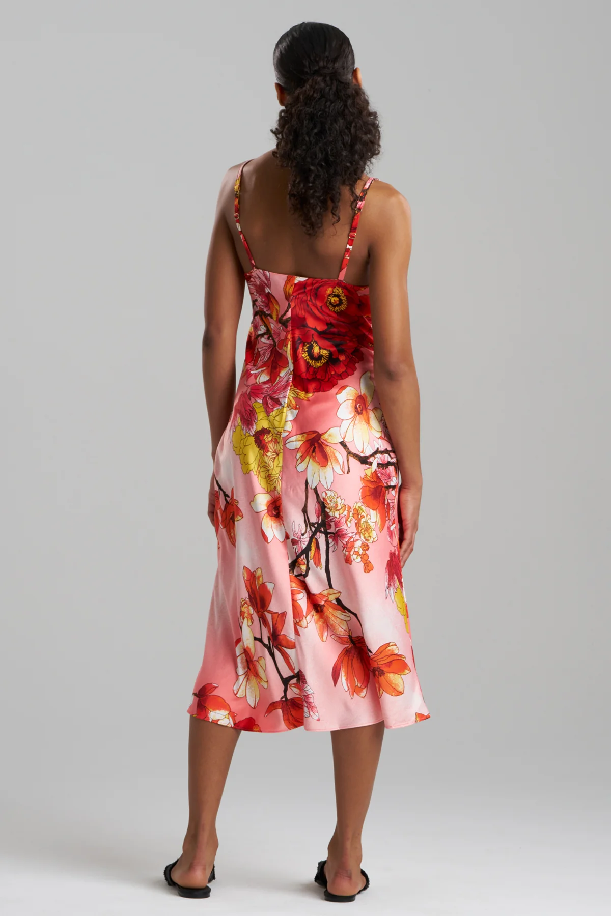 Winter Peony Satin Slip Dress - Image 2