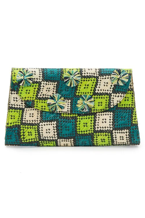Woven Square Print Clutch