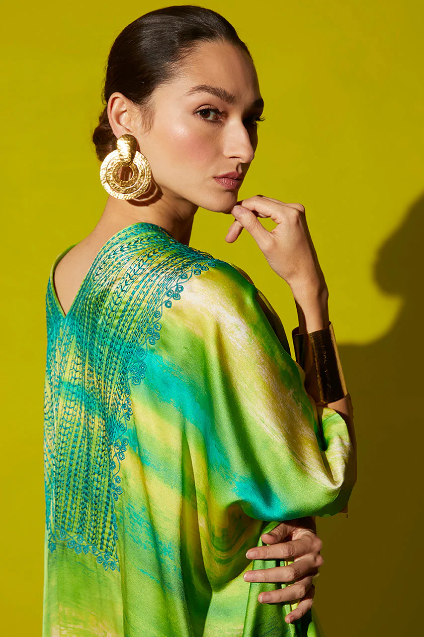 Yoriko Embroidery Silk Caftan - Image 4