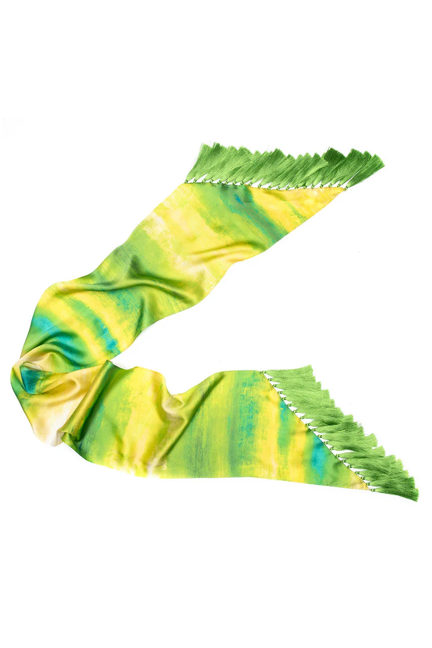 Yoriko Silk Fringe Scarf - Image 2