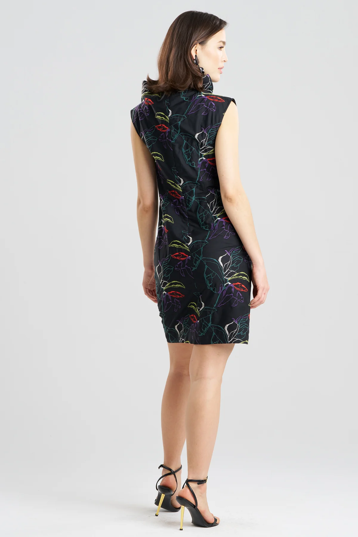 Yoru Embroidered Cotton Poplin Asymmetric Funnel Neck Dress - Image 3