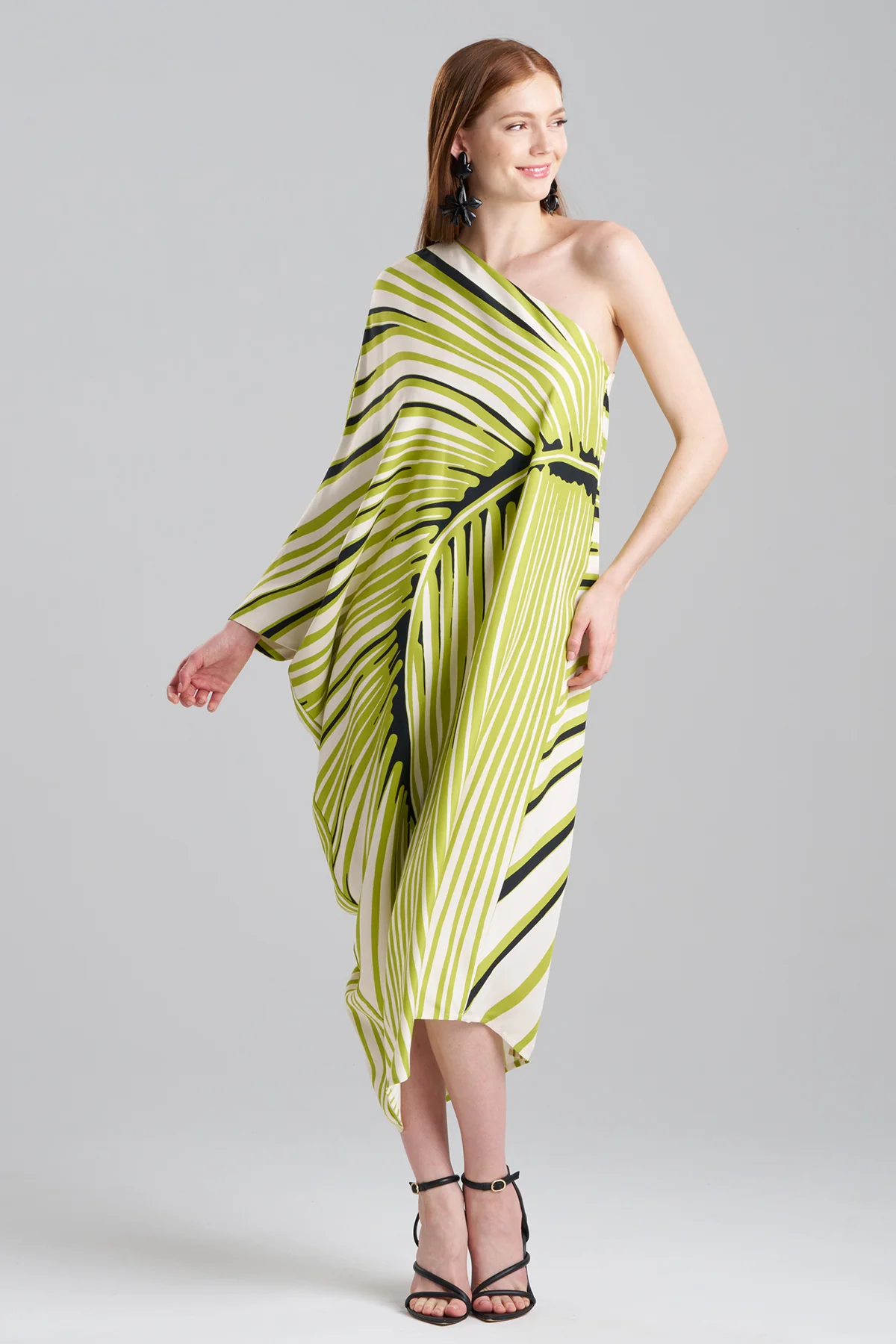 Yoshinoki Cotton Silk One Shoulder Caftan Dress - Image 2