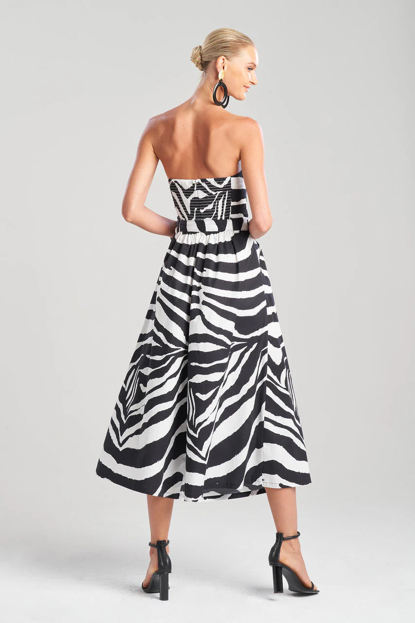 Zebra Cotton Poplin Bustier Belted Palazzo Jumpsuit - Image 2