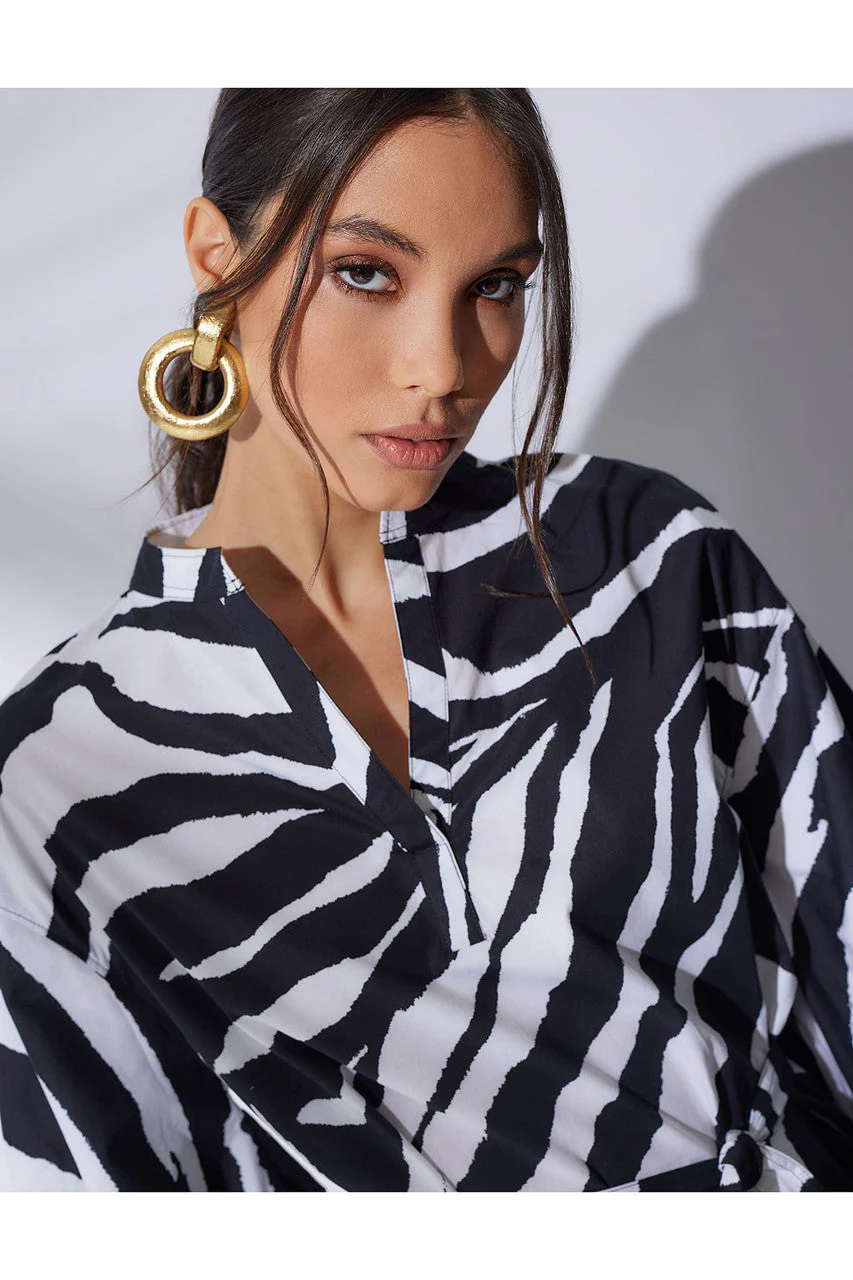 Zebra Cotton Poplin Oversized Shirt - Image 7