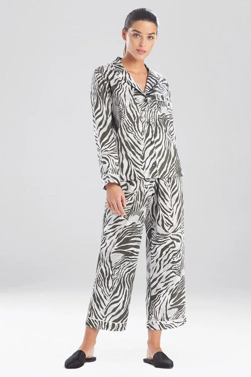 Zebra - Cotton Sateen Notch PJ - Black