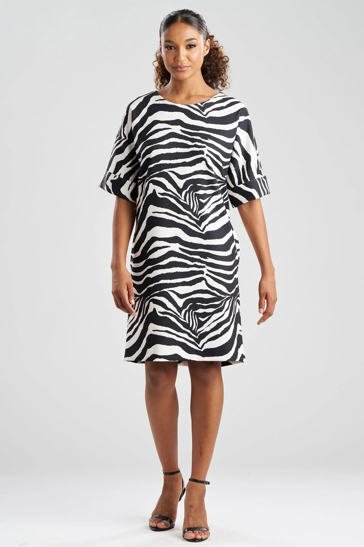 Zebra Knit Crepe T-Shirt Dress