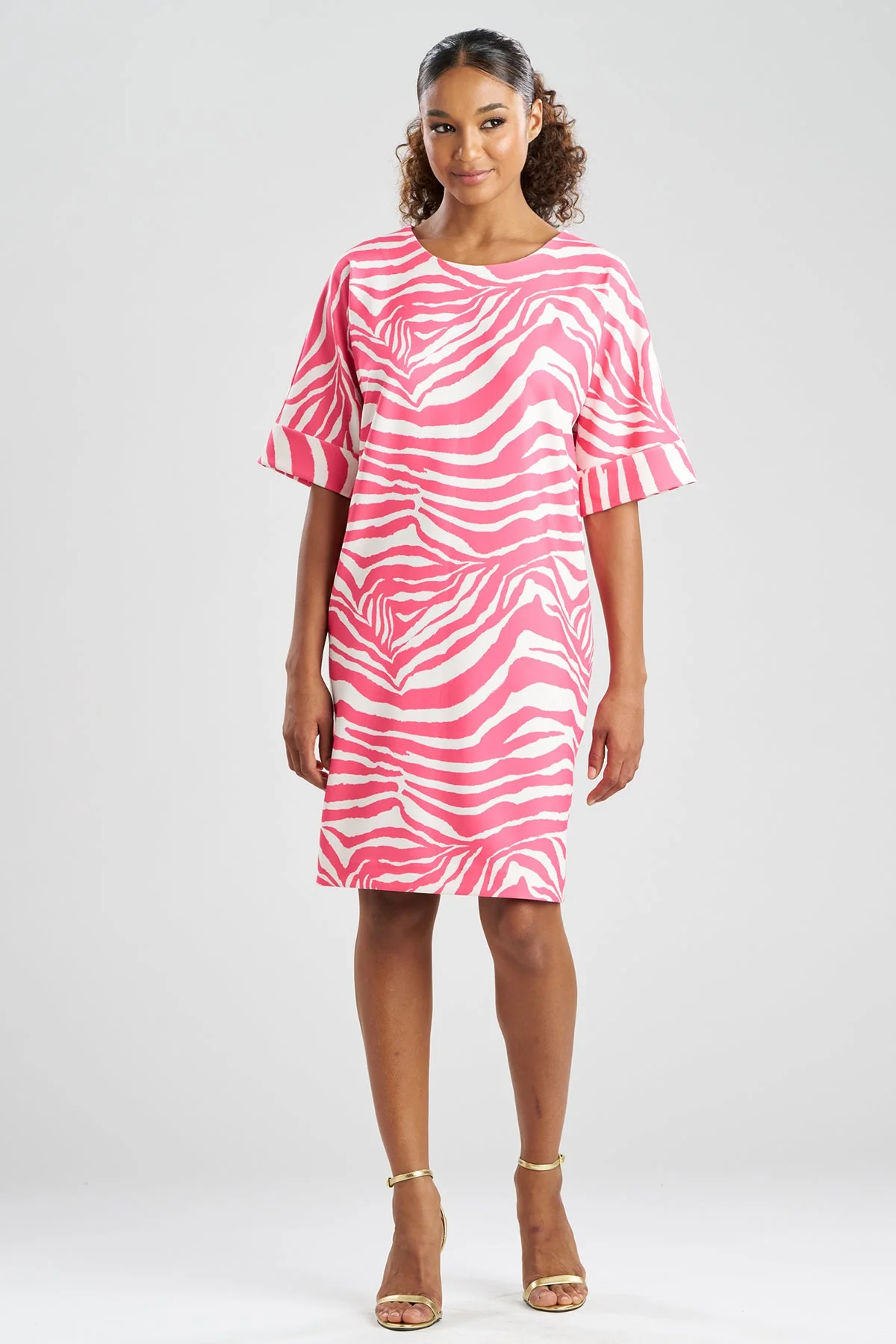 Zebra Knit Crepe T-Shirt Dress