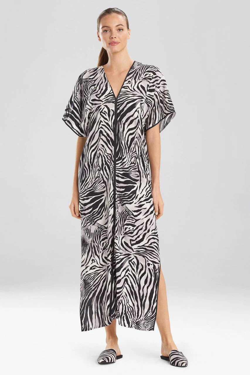 Zebra - Viscose Voile Caftan - Black - Image 2