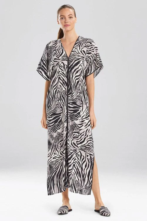 Zebra - Viscose Voile Caftan - Black - Image 6
