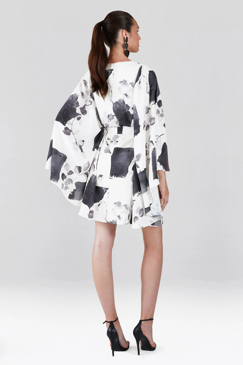 Zen Garden - Silky Soft Cape Dress - white with black - Image 3