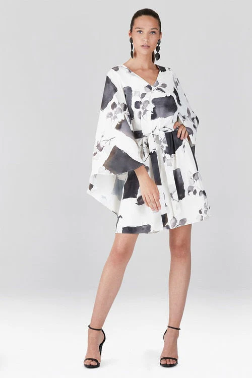 Zen Garden - Silky Soft Cape Dress - white with black - Image 8