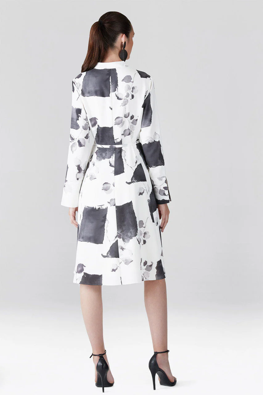 Zen Garden - Silky Soft Shirt Dress - white with black - Image 3